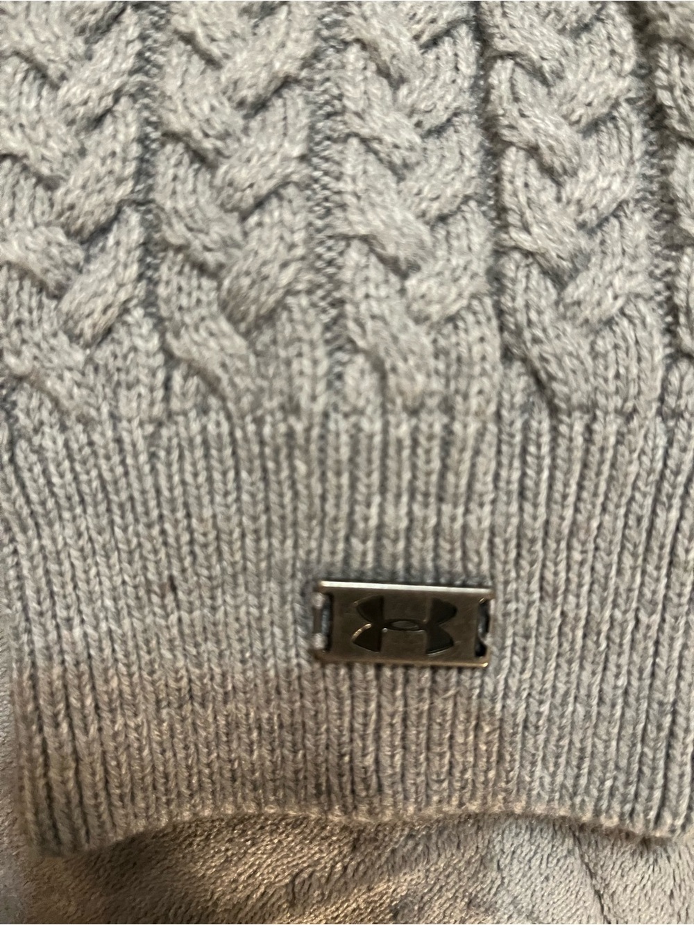 Under Armour Light Gray Cable Knit Leg Warmers with Metal Logo